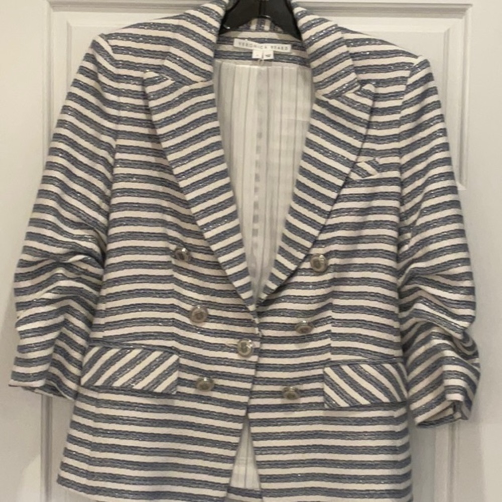 Veronica Beard Blue and White Striped Dickey Jacket
